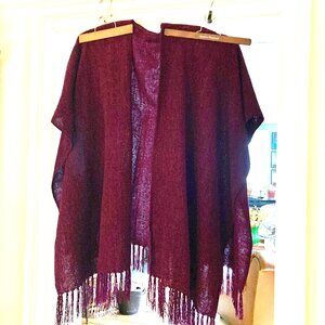 Purple Chenille Fringe Poncho